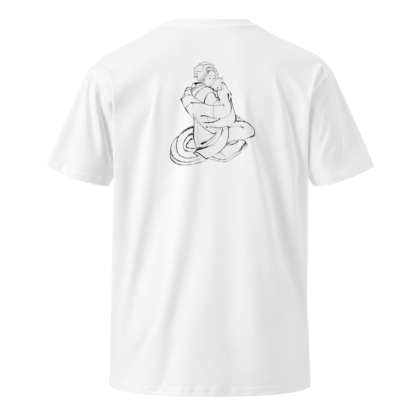 Hokusai Bond with cats T-shirt | Back Print